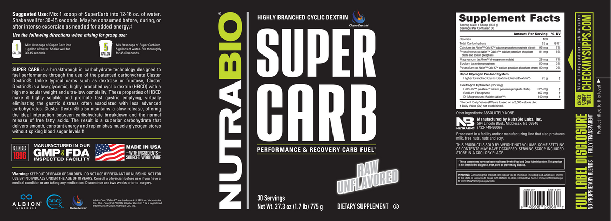 NutraBio Super Carb 30 Serving — Super Carb 30 Serving support