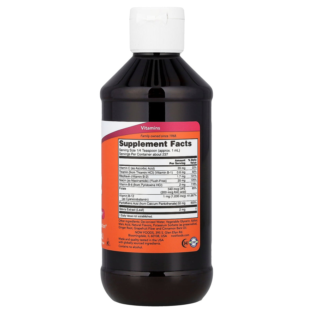 NOW Foods B-12 — 2000mcg Liquid B Complex 8oz facts