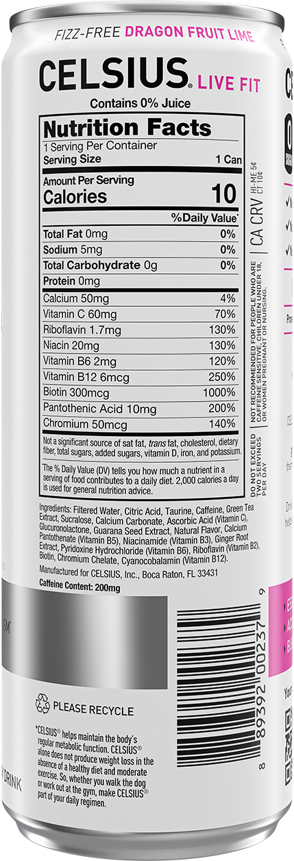 Celsius Energy Drink — Dragon Fruit facts