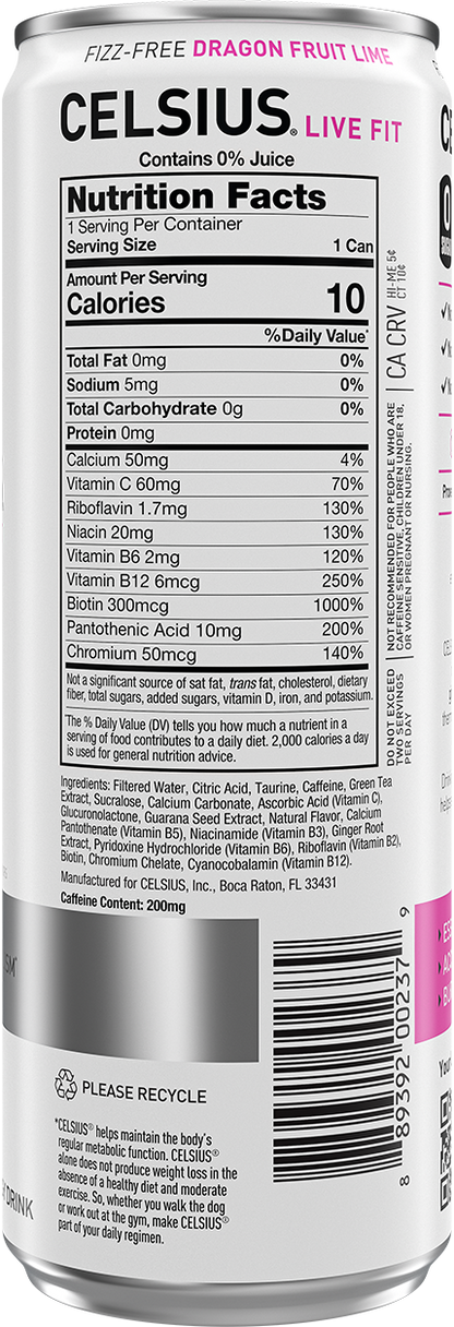 Celsius Energy Drink — Dragon Fruit facts