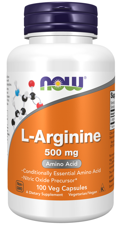 NOW Foods Arginine 500mg 100 vcaps — Arginine 500mg 100 vcaps hero