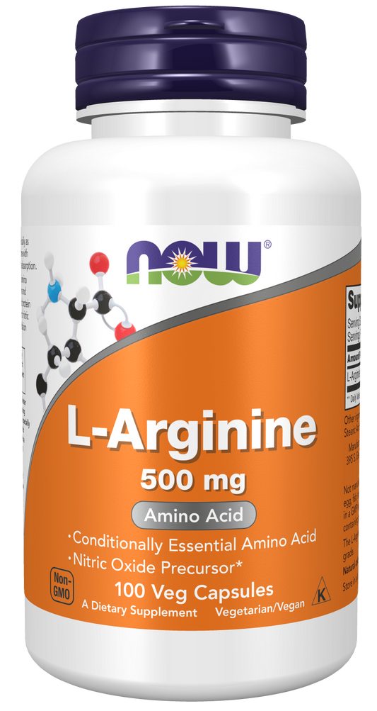 NOW Foods Arginine 500mg 100 vcaps — Arginine 500mg 100 vcaps hero