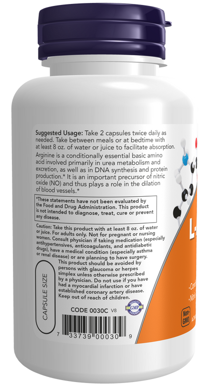 NOW Foods Arginine 500mg 100 vcaps — Arginine 500mg 100 vcaps support