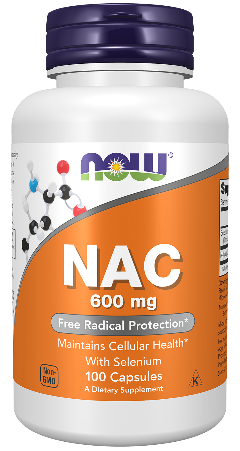 NOW Foods NAC 600mg 100 vcaps — NAC 600mg 100 vcaps hero