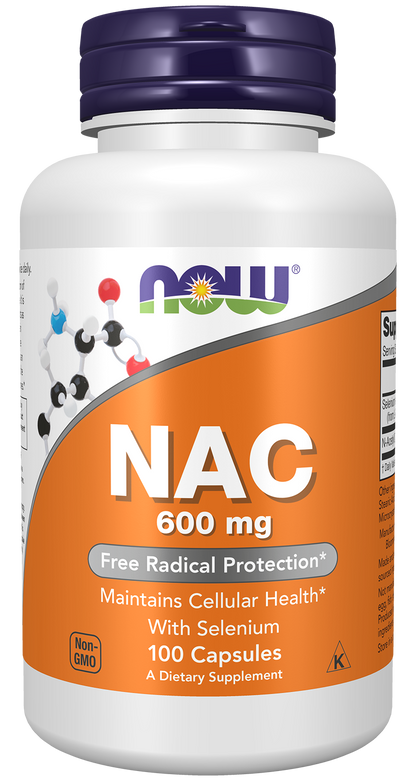 NOW Foods NAC 600mg 100 vcaps — NAC 600mg 100 vcaps hero