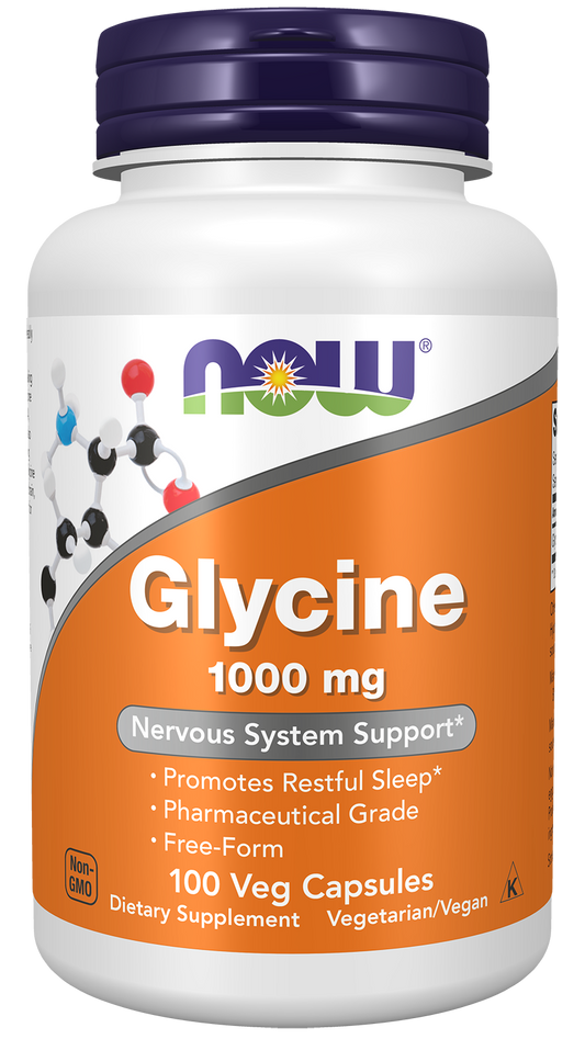 NOW Foods Glycine 1000mg 100vcaps — Glycine 1000mg 100vcaps hero