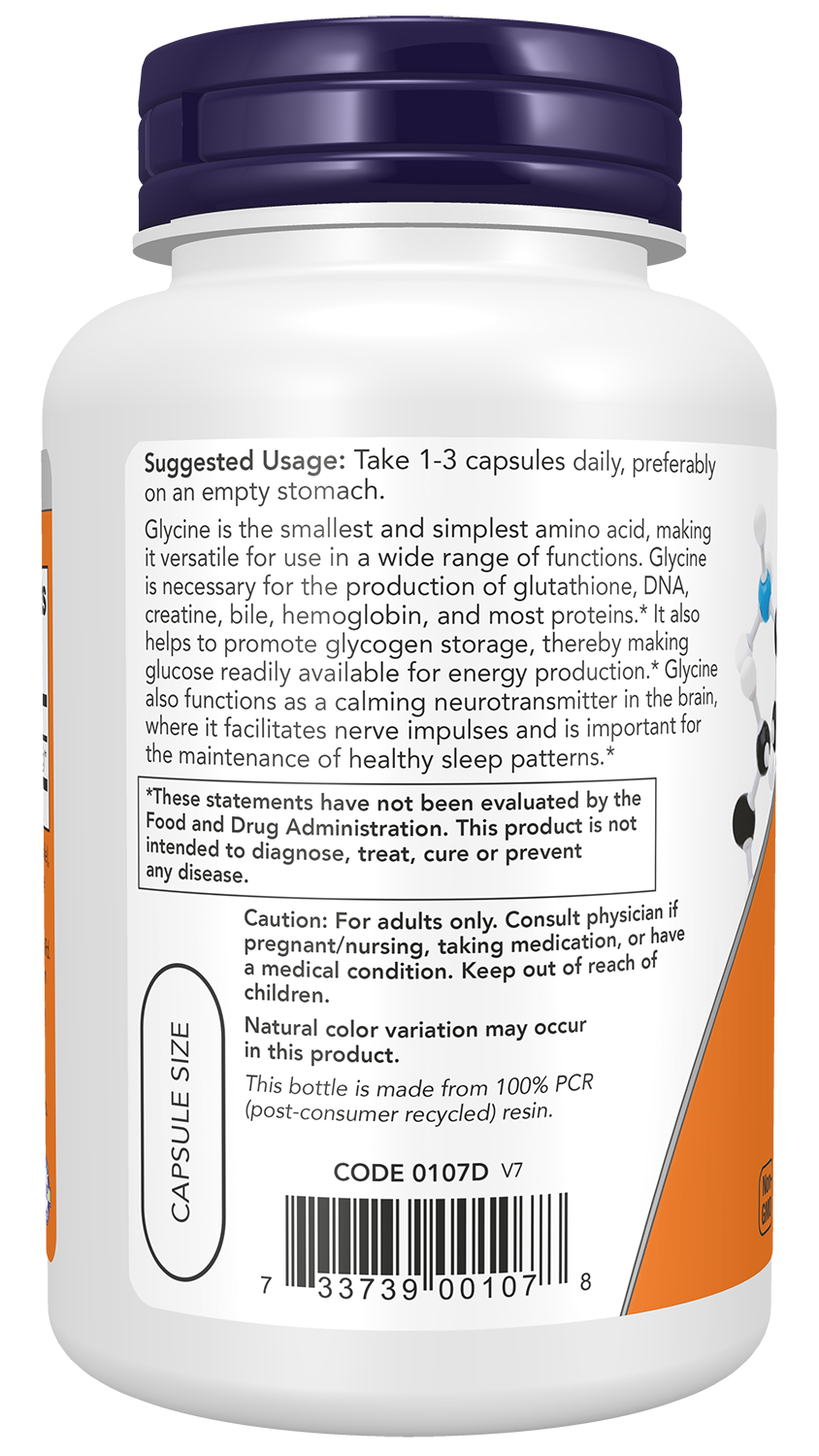 NOW Foods Glycine 1000mg 100vcaps — Glycine 1000mg 100vcaps support