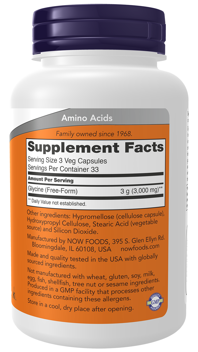 NOW Foods Glycine 1000mg 100vcaps — Glycine 1000mg 100vcaps facts