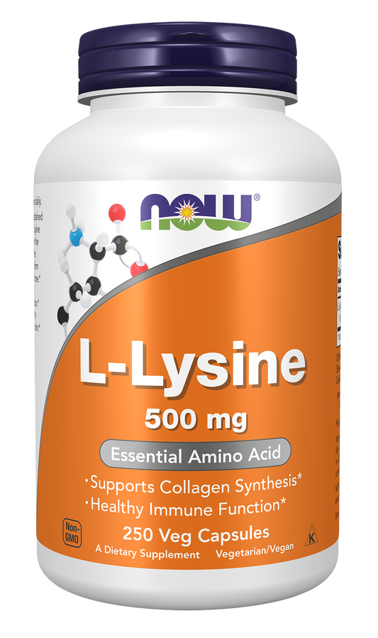 NOW Foods L Lysine 500mg 250caps — L Lysine 500mg 250caps hero