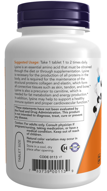 NOW Foods L-Lysine 1000mg 100tabs — L-Lysine 1000mg 100tabs support