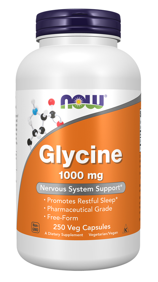 NOW Foods Glycine 1000mg 250 vcaps — Glycine 1000mg 250 vcaps hero