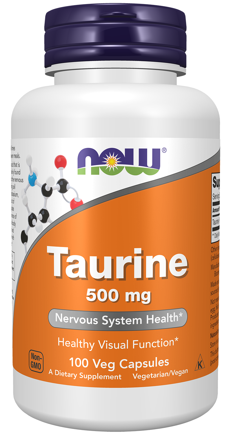 NOW Foods Taurine 500mg 100 caps — Taurine 500mg 100 caps hero