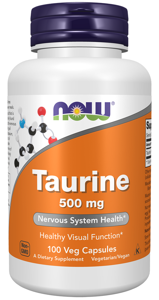 NOW Foods Taurine 500mg 100 caps — Taurine 500mg 100 caps hero