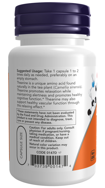 NOW Foods L-Theanine 200mg 60vcaps — L-Theanine 200mg 60vcaps support