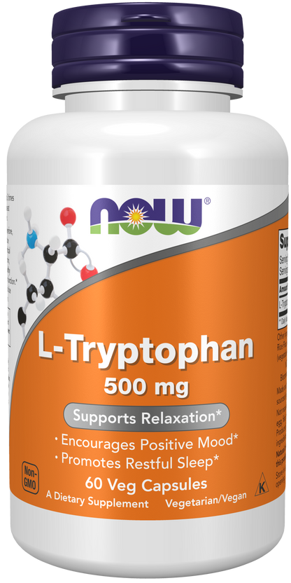 NOW Foods L-Tryptophan 500mg 60 vcaps — L-Tryptophan 500mg 60 vcaps hero