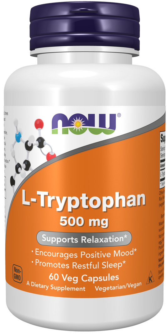 NOW Foods L-Tryptophan 500mg 60 vcaps — L-Tryptophan 500mg 60 vcaps hero