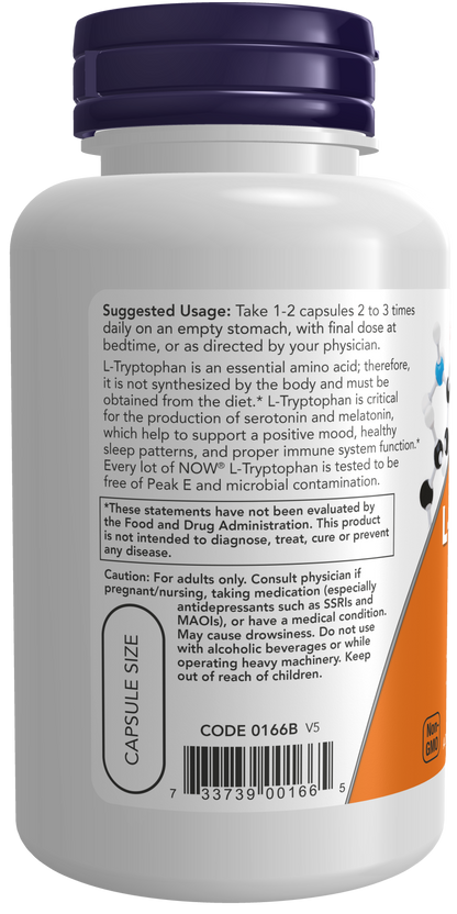 NOW Foods L-Tryptophan 500mg 60 vcaps — L-Tryptophan 500mg 60 vcaps support