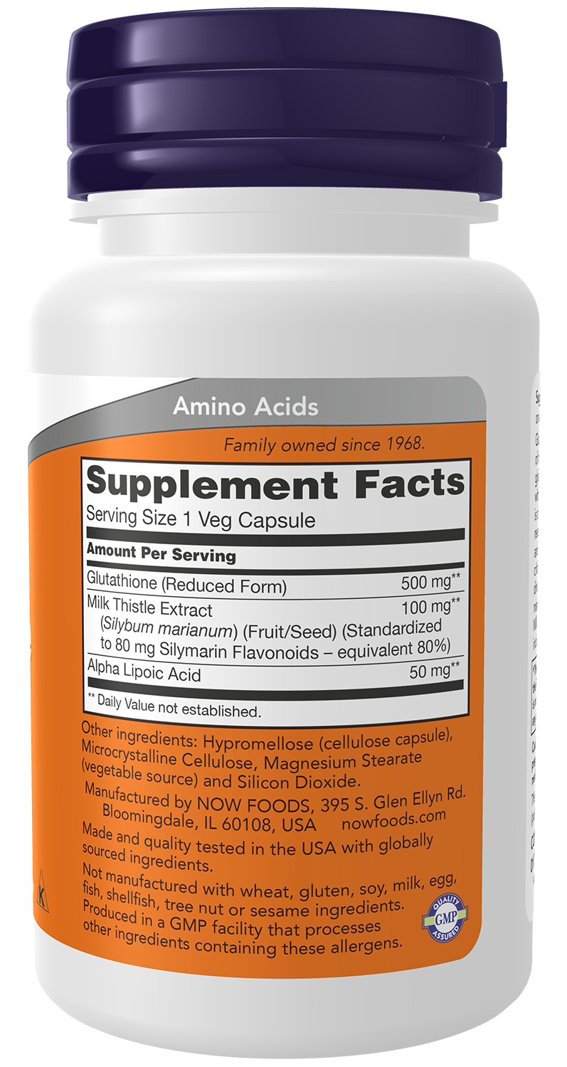 NOW Foods Glutathione 500mg — 30 vcaps facts