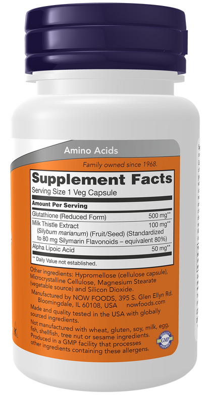 NOW Foods Glutathione 500mg — 30 vcaps facts