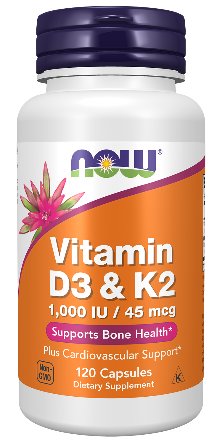 NOW Foods Vitamin D3 & K2 1000 IU 120 caps — Vitamin D3 & K2 1000 IU 120 caps hero