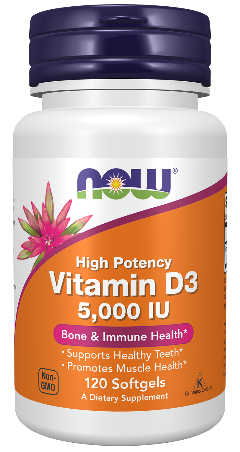 NOW Foods Vitamin D — 120gels 5000 hero