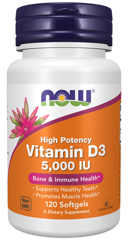 NOW Foods Vitamin D — 120gels 5000 hero