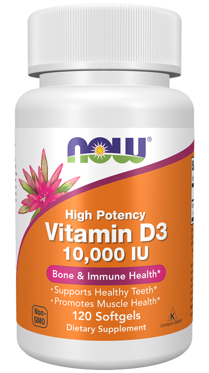 NOW Foods Vitamin D — 120gels 10000 IU hero