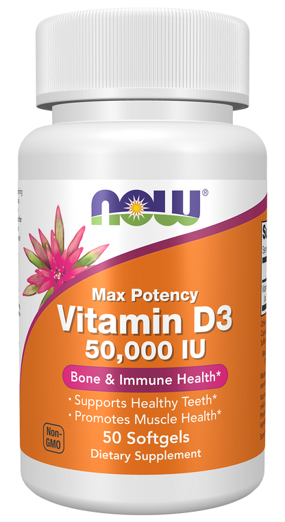 NOW Foods Vitamin D — 50gels 50000 IU hero