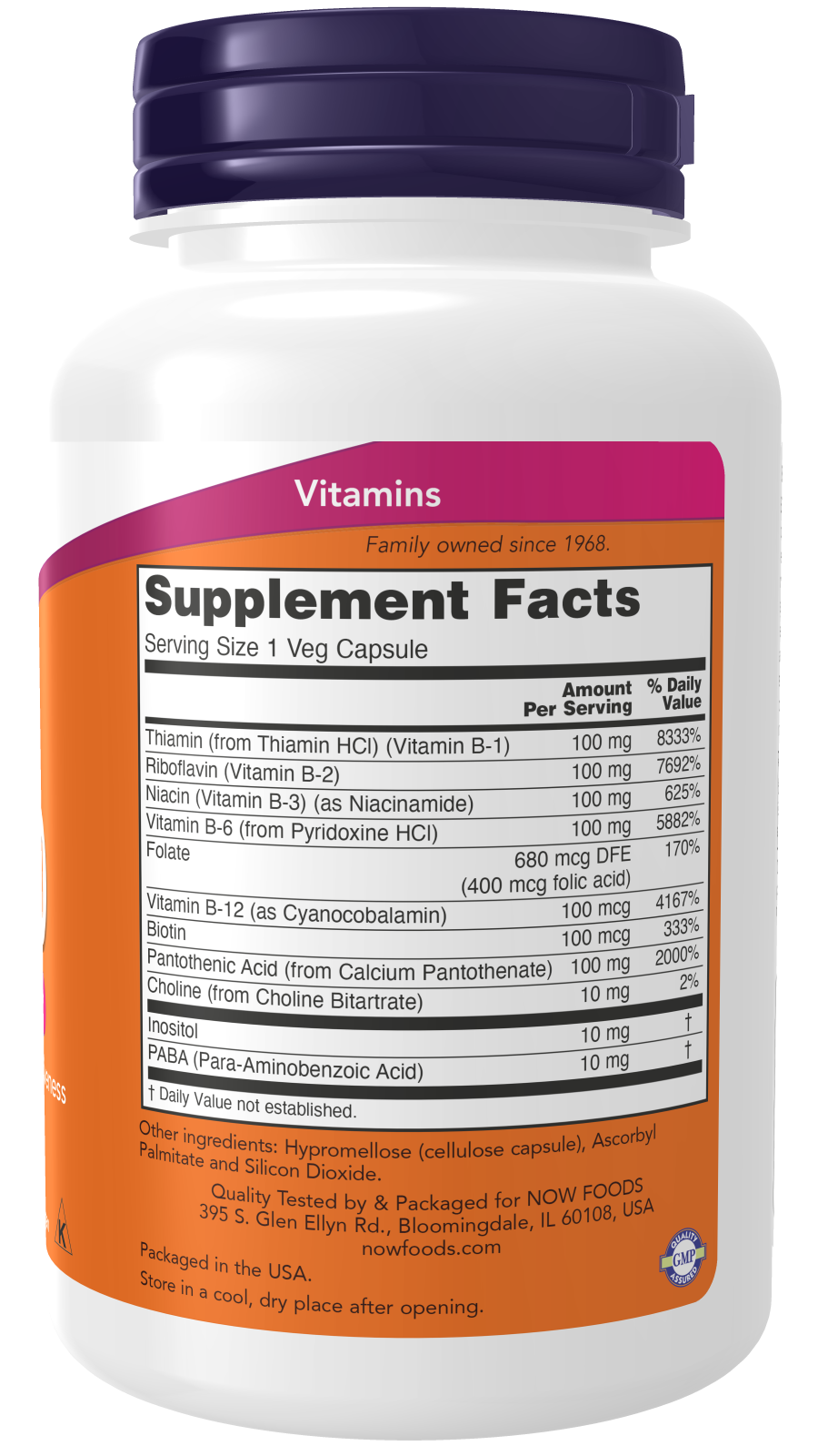NOW Foods B 100 100 vcaps — 100 caps facts