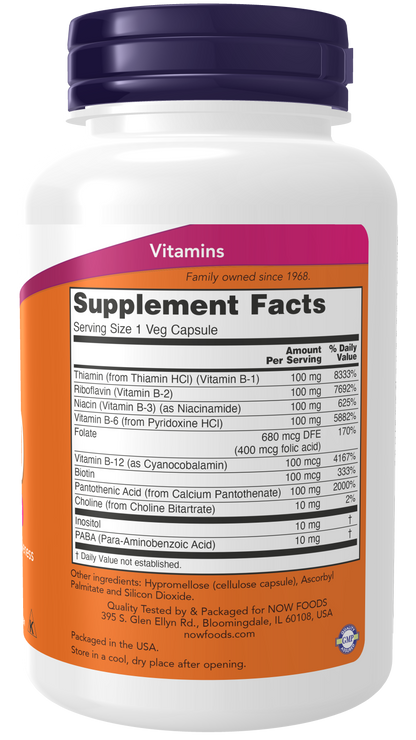 NOW Foods B 100 100 vcaps — 100 caps facts