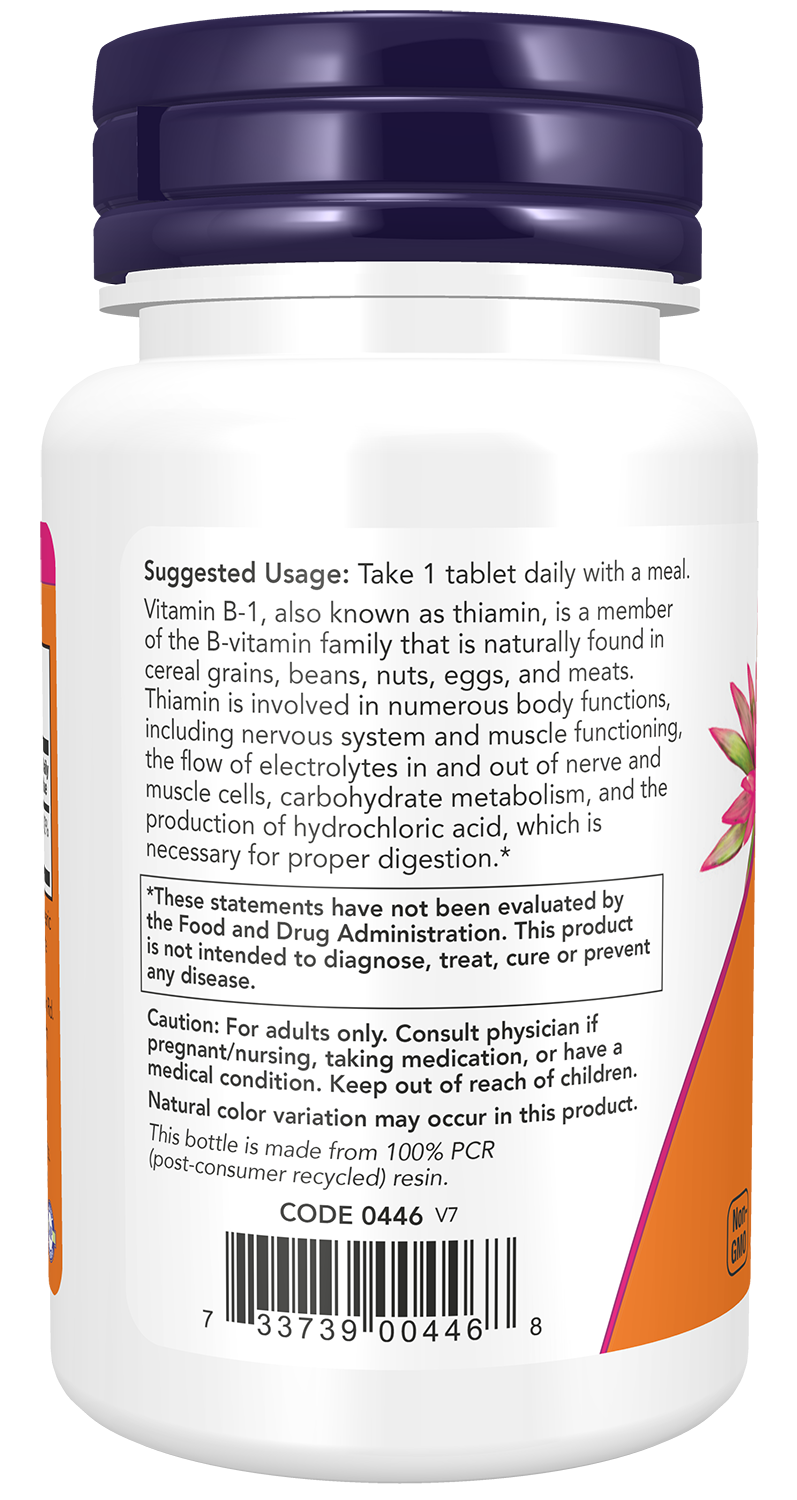 NOW Foods B1 100mg 100tabs — B1 100mg 100tabs support