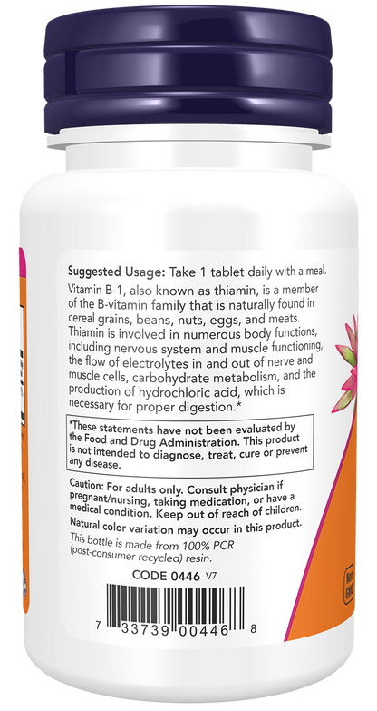 NOW Foods B1 100mg 100tabs — B1 100mg 100tabs support