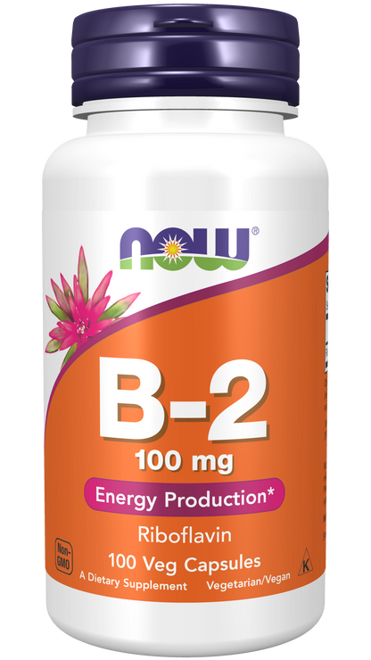 NOW Foods Vitamin B2 100mg 100vcaps — Vitamin B2 100mg 100vcaps hero