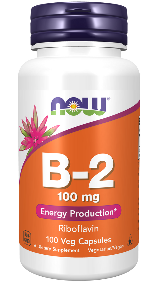 NOW Foods Vitamin B2 100mg 100vcaps — Vitamin B2 100mg 100vcaps hero