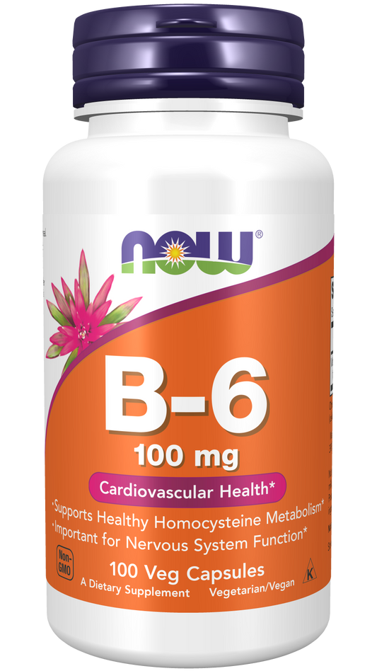 NOW Foods Vitamin B6 100mg 100vcaps — Vitamin B6 100mg 100vcaps hero