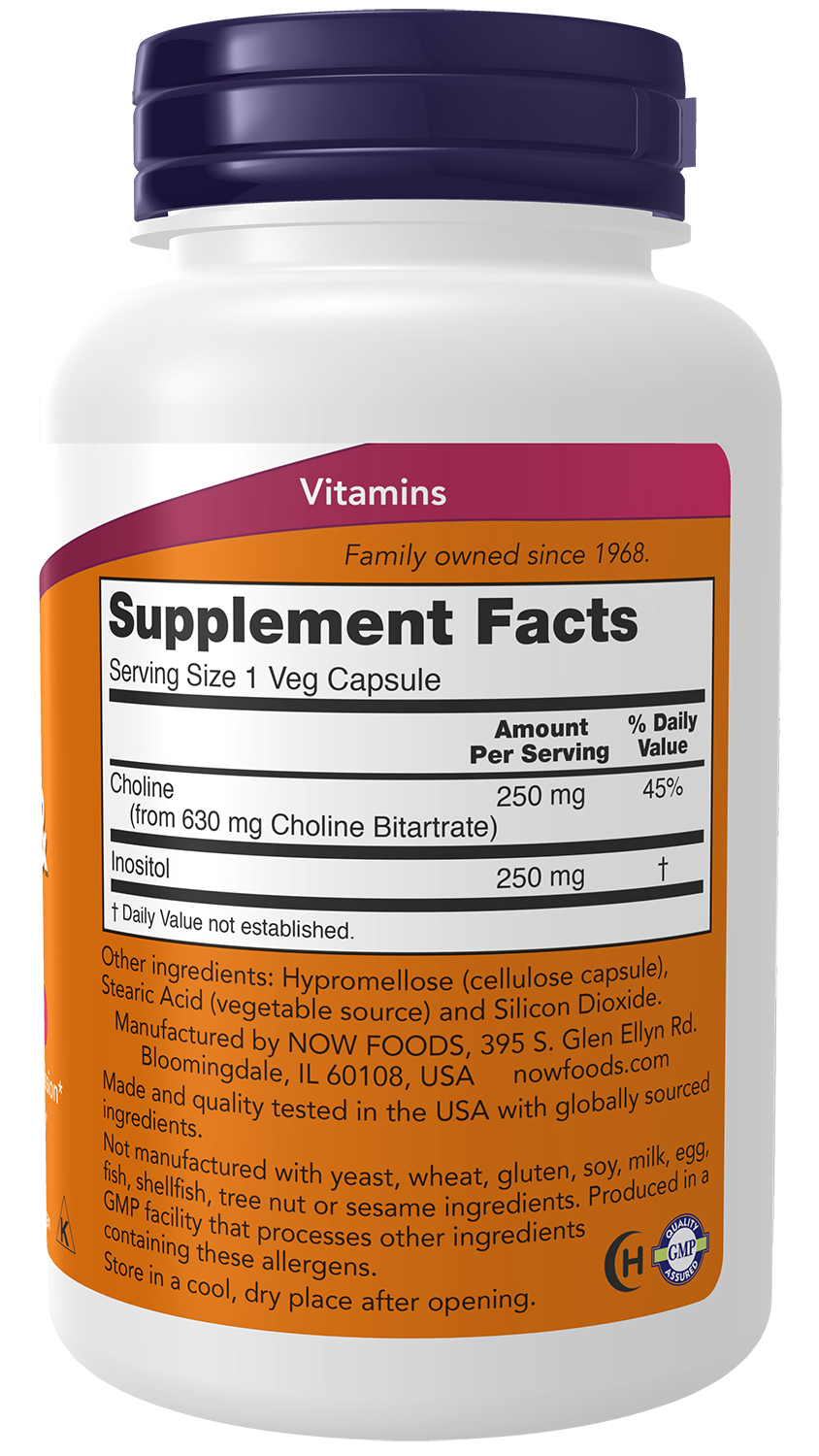 NOW Foods Choline & Inositol 100veg caps — Choline & Inositol 100veg caps facts