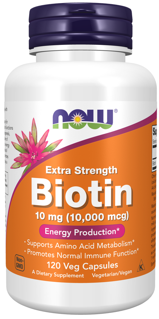 NOW Foods Biotin 10,000 mcg 120 vcaps — Biotin 10,000 mcg 120 vcaps hero