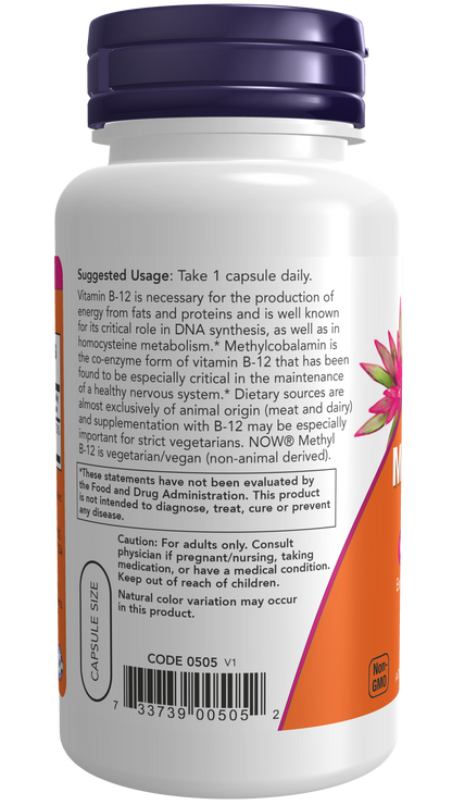 NOW Foods Methyl B12 5000 mcg 90 vcaps — Methyl B12 5000 mcg 90 vcaps support