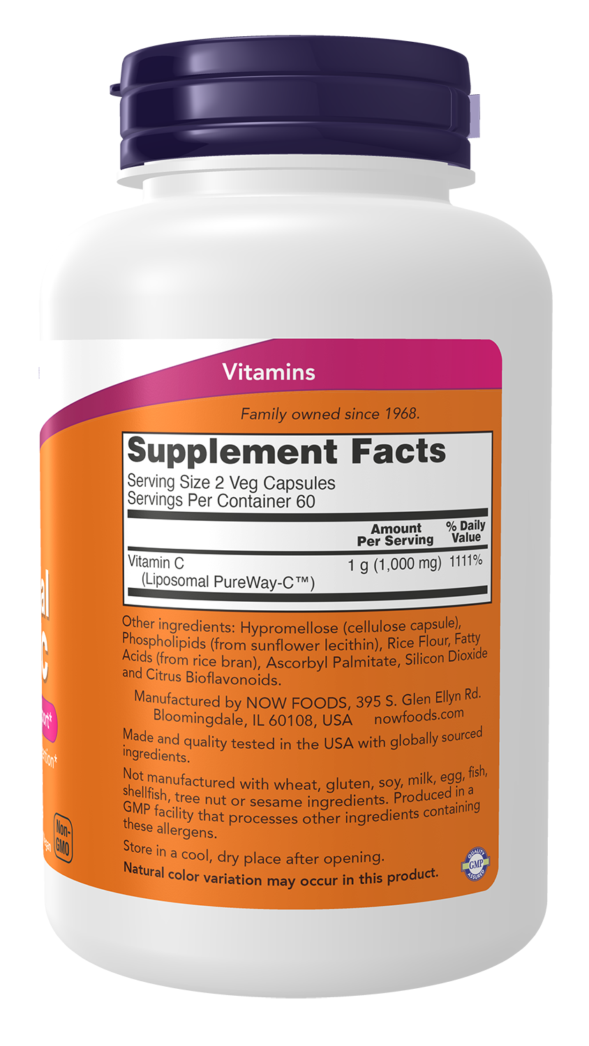 NOW Foods Liposomal Vitamin C 120 veg capsules — Liposomal Vitamin C 120 veg capsules facts
