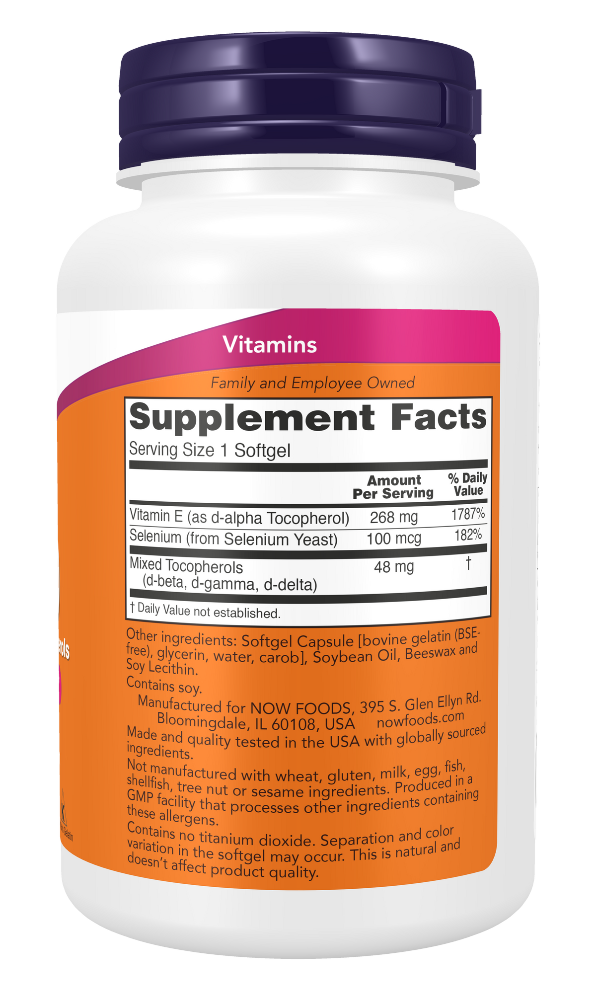 NOW Foods E-400 100 gels — E-400 100 gels facts