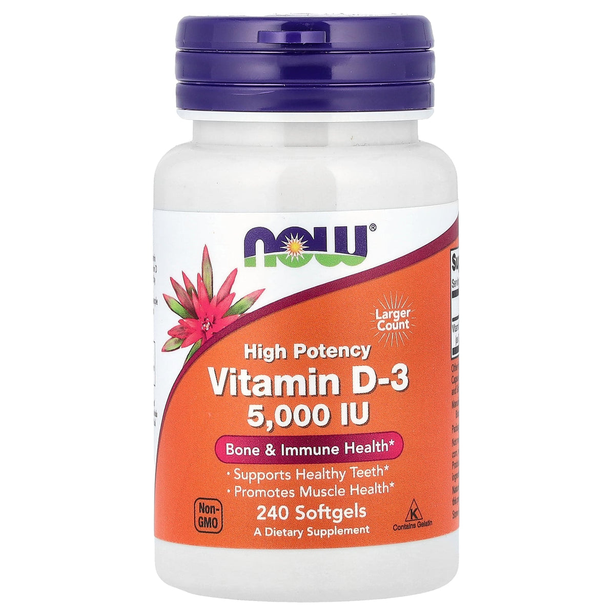 NOW Foods Vitamin D — 240 gels 5000 hero