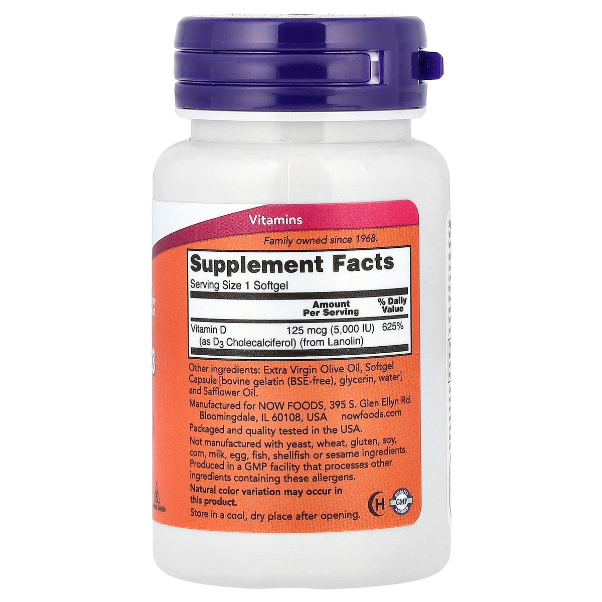 NOW Foods Vitamin D — 240 gels 5000 facts