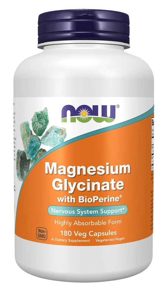 NOW Foods Magnesium Glycinate with BioPerine 180veg capsules — Magnesium Glycinate with BioPerine 180veg capsules hero