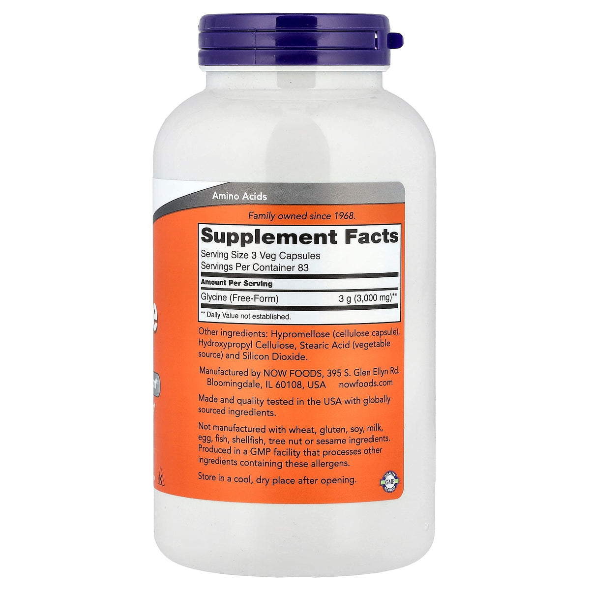 NOW Foods Glycine 1000mg 250 vcaps — Glycine 1000mg 250 vcaps facts