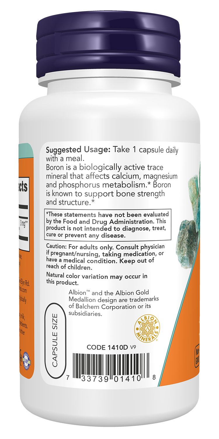 NOW Foods Boron 3mg 100vcaps — Boron 3mg 100vcaps support