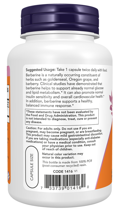 NOW Foods Berberine HCL 500mg 90vcaps — Berberine HCL 500mg 90vcaps support