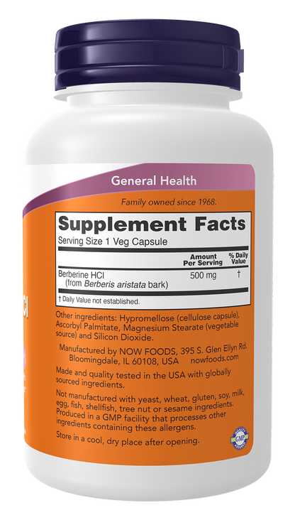 NOW Foods Berberine HCL 500mg 90vcaps — Berberine HCL 500mg 90vcaps facts