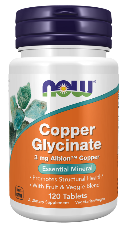NOW Foods Copper Glycinate 3mg 120tabs — Copper Glycinate 3mg 120tabs hero
