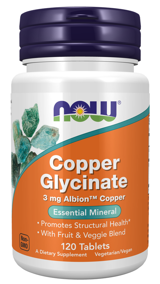NOW Foods Copper Glycinate 3mg 120tabs — Copper Glycinate 3mg 120tabs hero