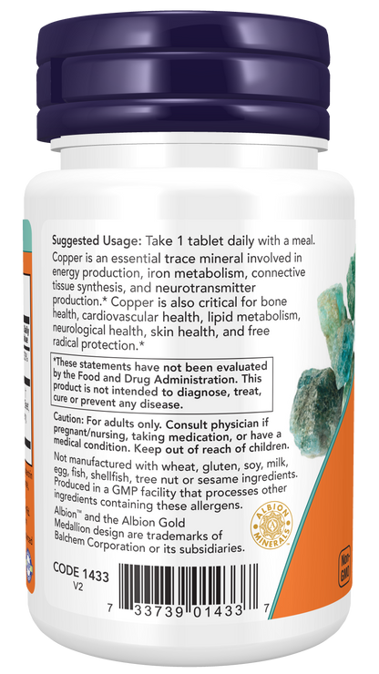 NOW Foods Copper Glycinate 3mg 120tabs — Copper Glycinate 3mg 120tabs support